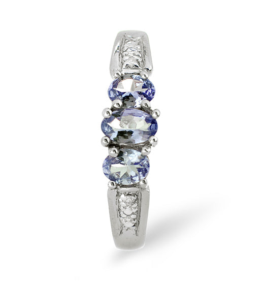 Tanzanite 0.59CT And Diamond 9K White Gold Ring